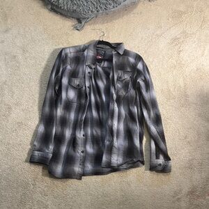 DIXXON Gray Plaid Casual Button Down Shirt